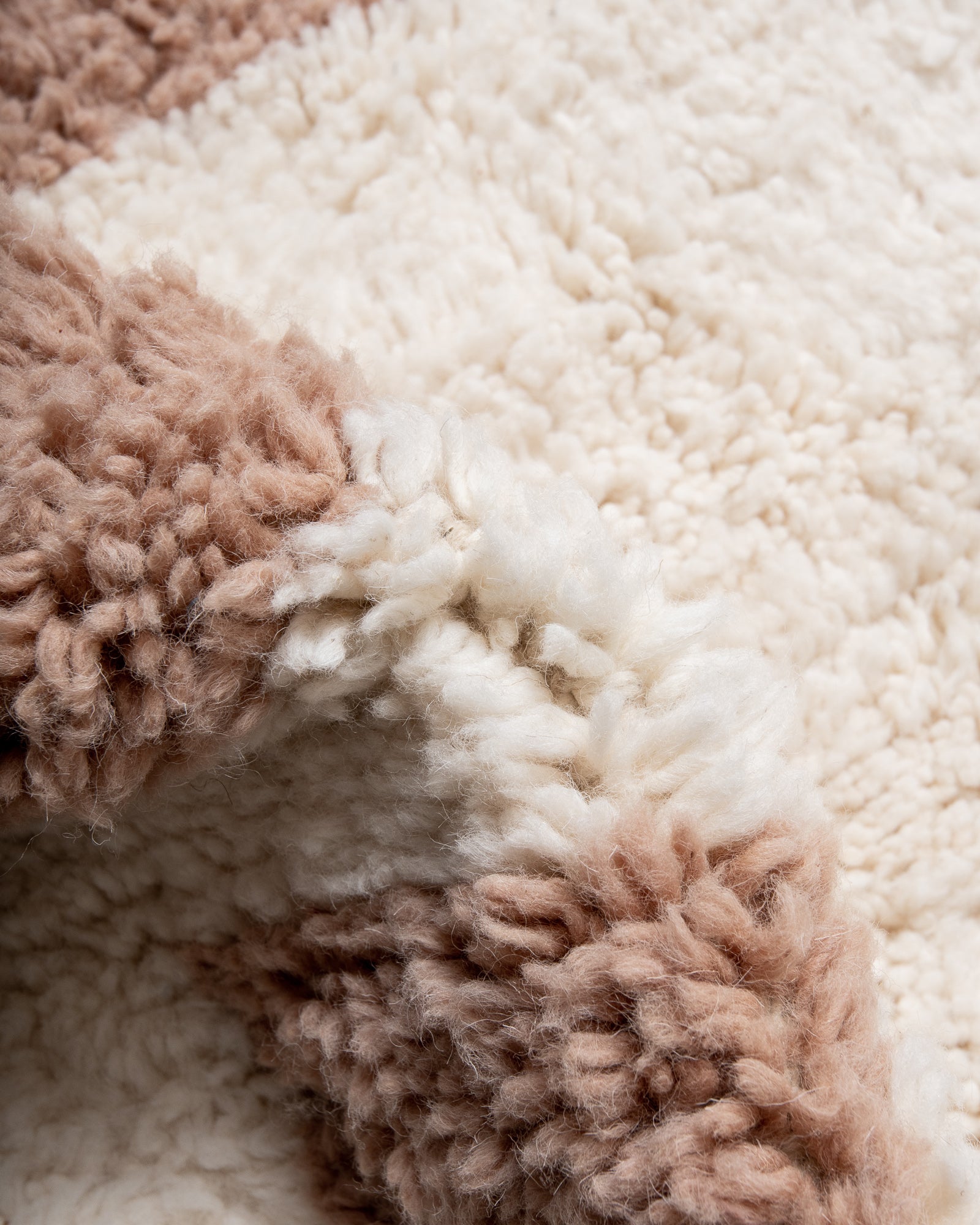 Modern, designer, handcrafted Berber rug from Morocco. Beniourain carpet with beautiful colours and patterns and fluffy wool texture.